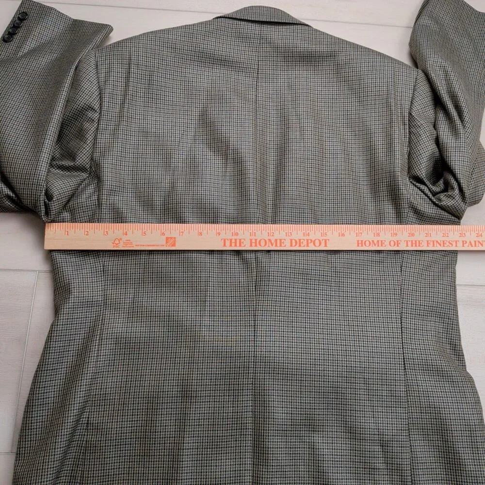 Lauren Ralph Lauren Blazer Sport‎ Coat Mens 44L Silk Wool Houndstooth Brown